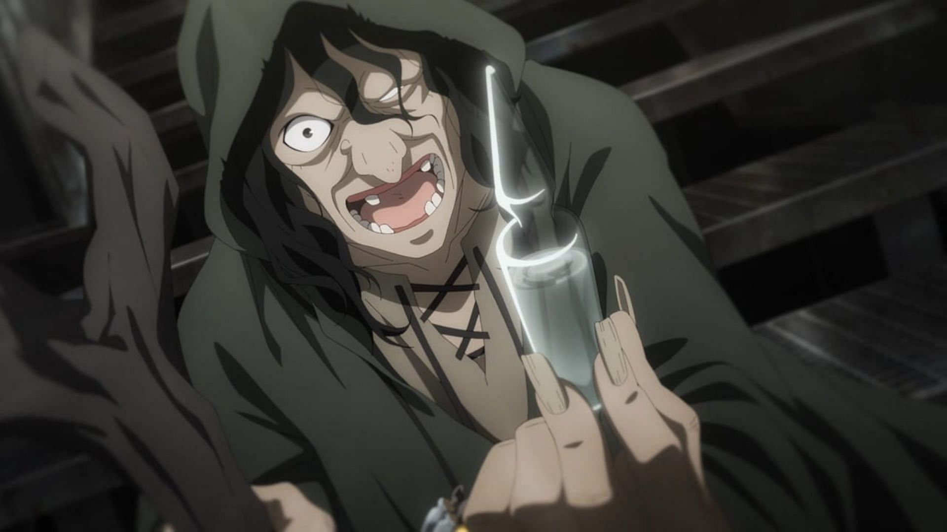 The village crone, as seen in the episode (Image via Cloverworks)